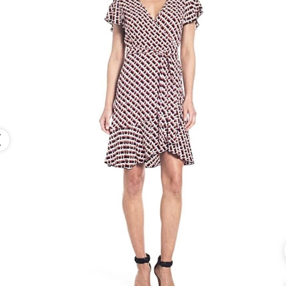 Diane Von Furstenberg Black and White Patterned Mini Dress